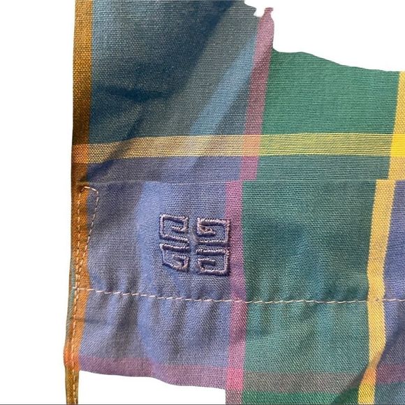 Givenchy pastel blue plaid long sleeve button front polyester/cotton shirt large - Picture 3 of 6